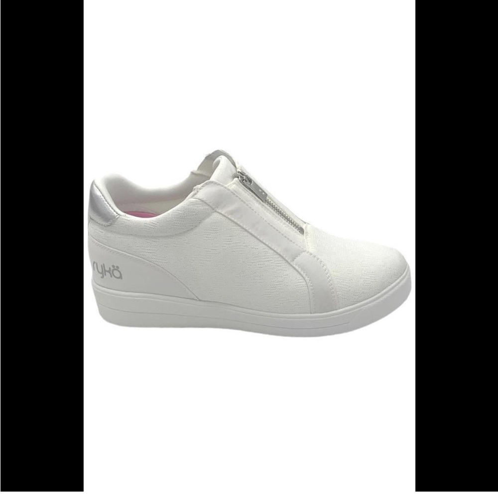 Ryka Wedge Sneakers with Zipper Detail Vibe White - Wide
